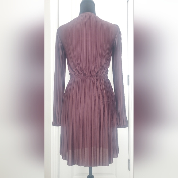 New Zara Bourgandy Long Sleeve Dress - Picture 2 of 4